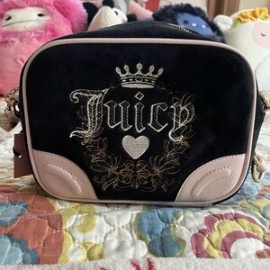 Juicy Couture Heritage Liquorice Black & Pink Crossbody Purse